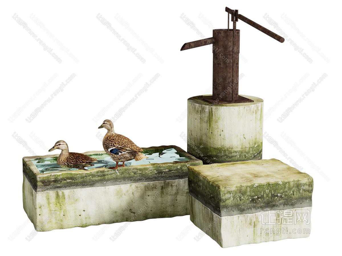 现代农家抽水井 水池 园艺小品
