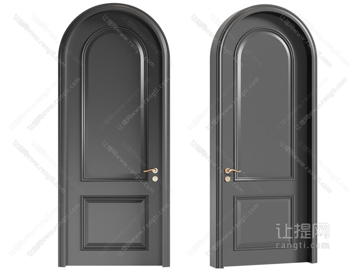 法式单开门 拱门 防盗门 别墅门 门锁把手