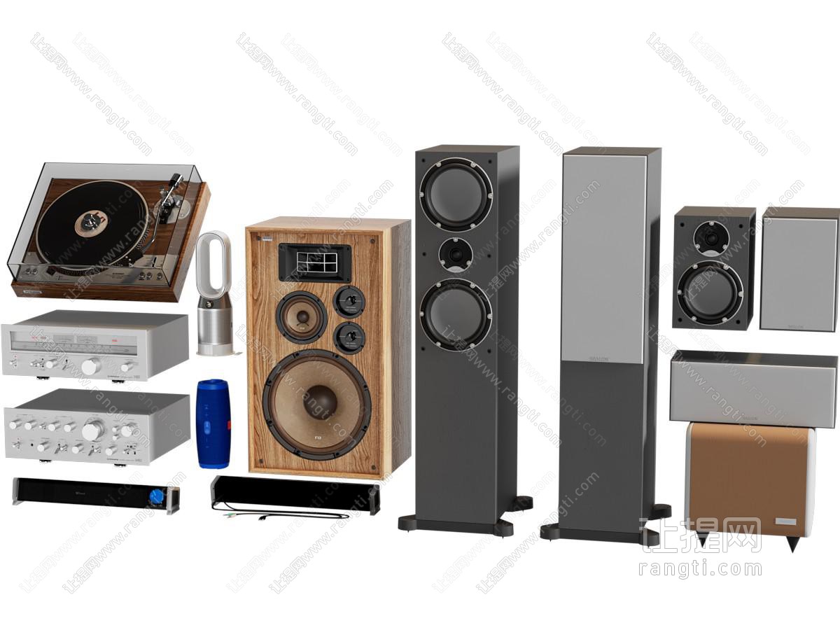 音响组合 音箱组合 低音炮 扬声器 唱片机 影音设备