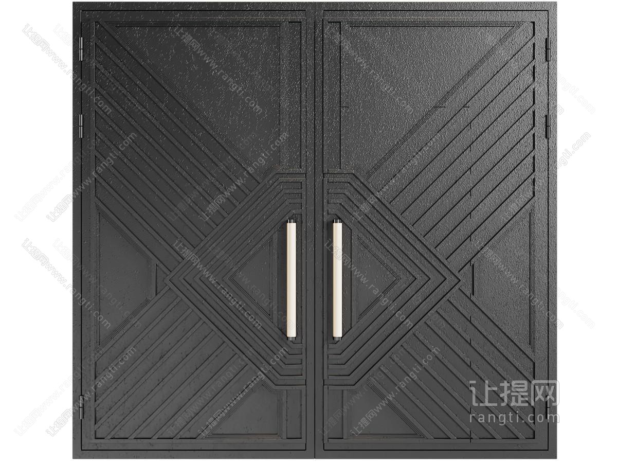 现代异形金属双开门 入口大门