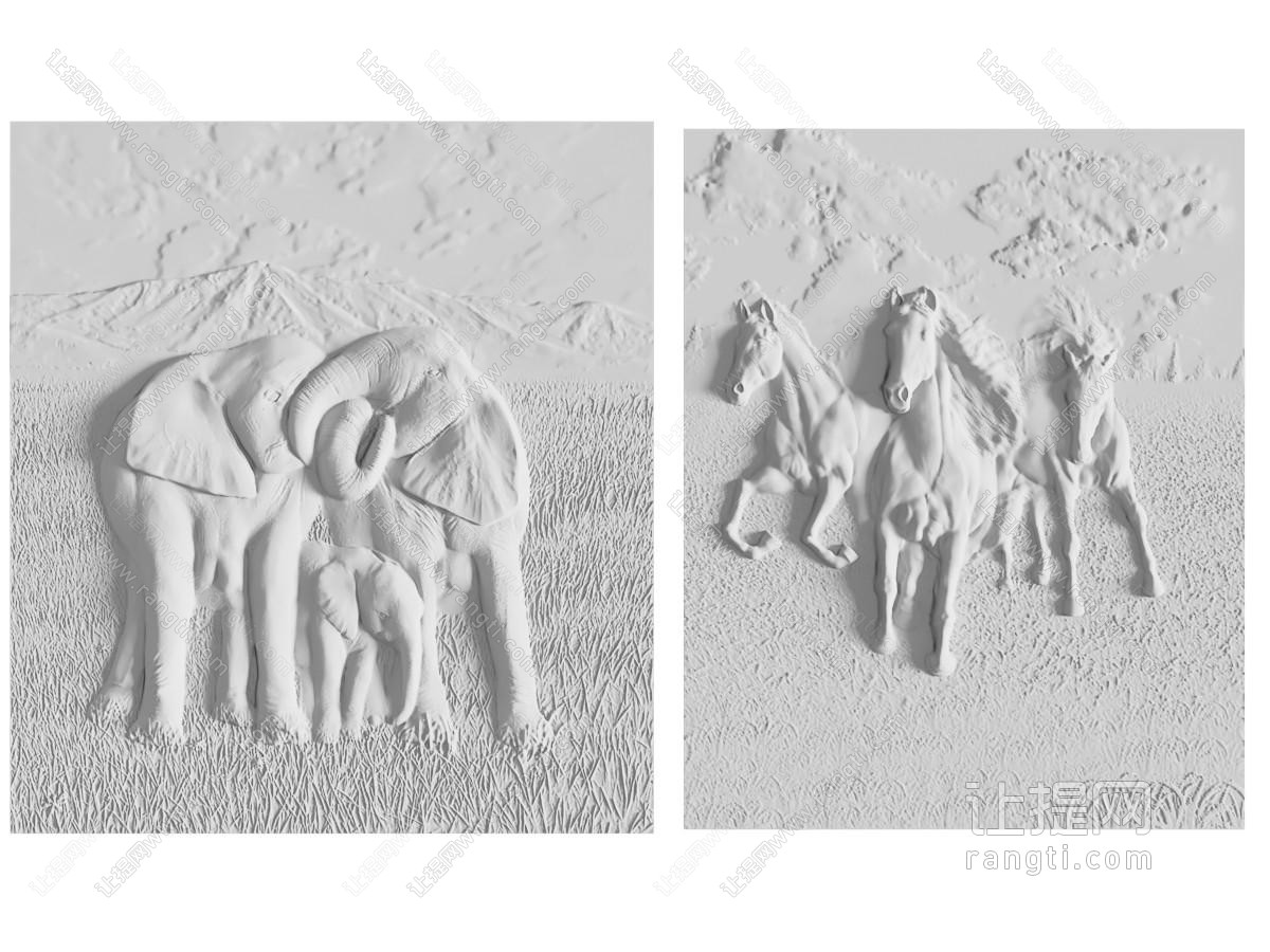 现代动物画 浮雕画