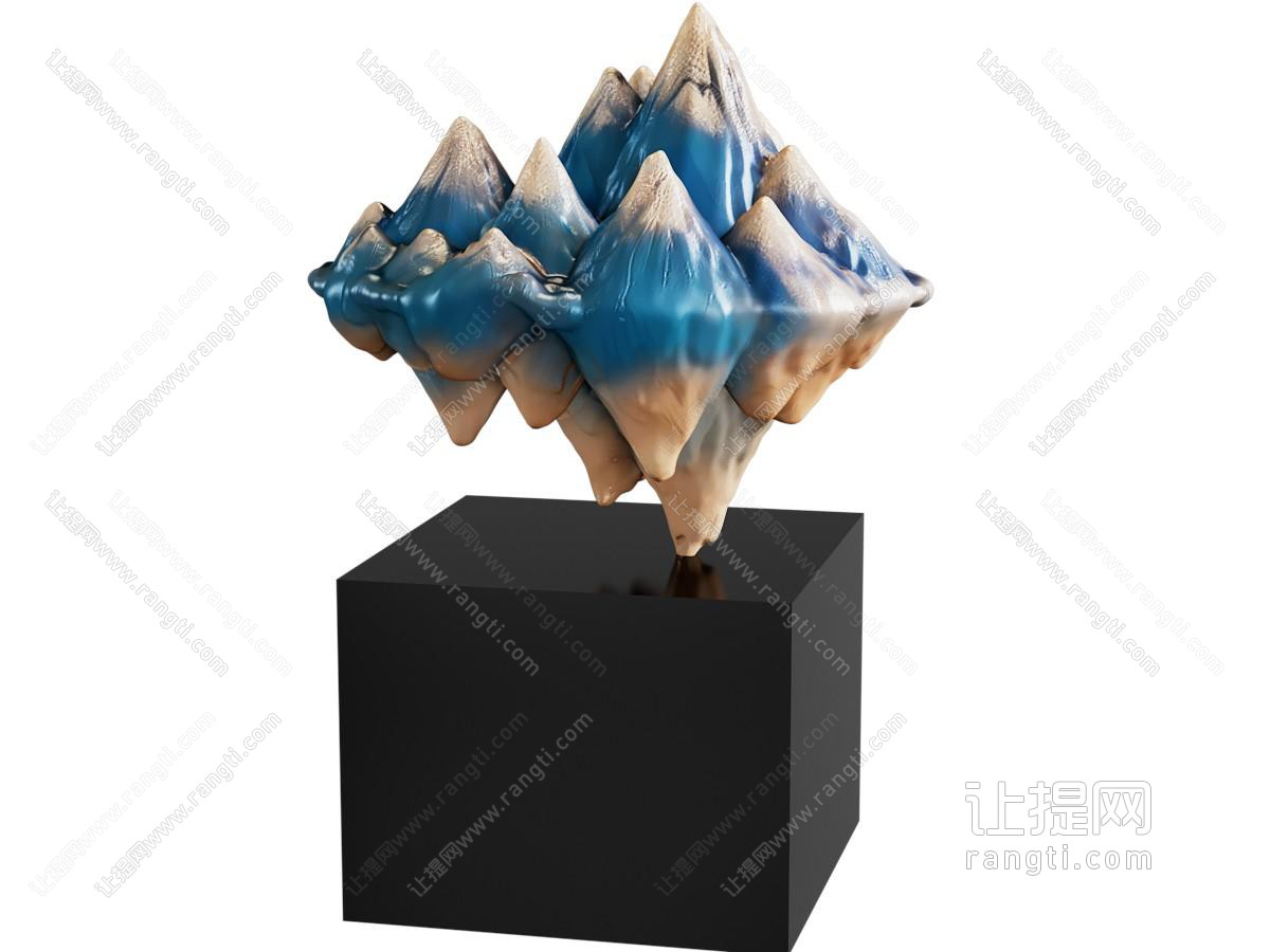 现代新中式雕塑摆件 山形雕塑 酒店售楼处大堂 楼梯间 景观小品