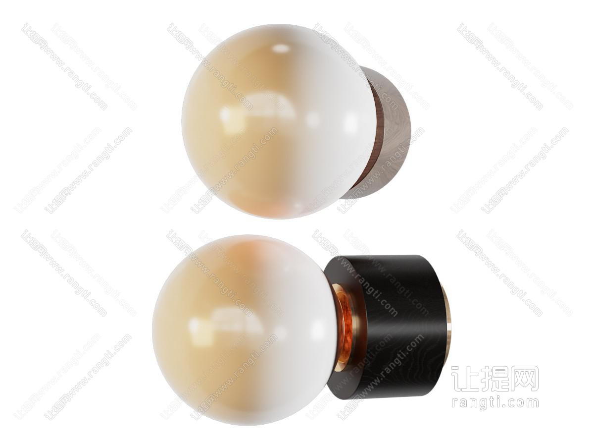 中古 侘寂实木 球形 玻璃 壁灯