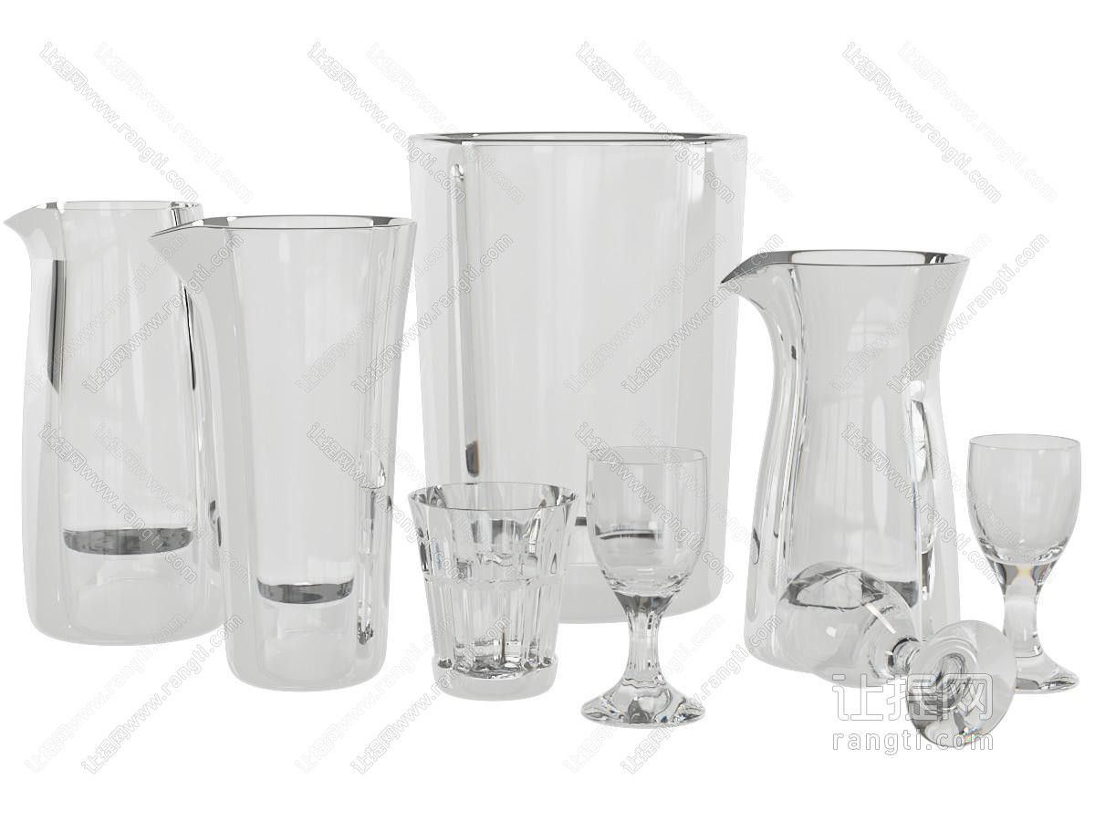 现代透明玻璃酒瓶酒杯