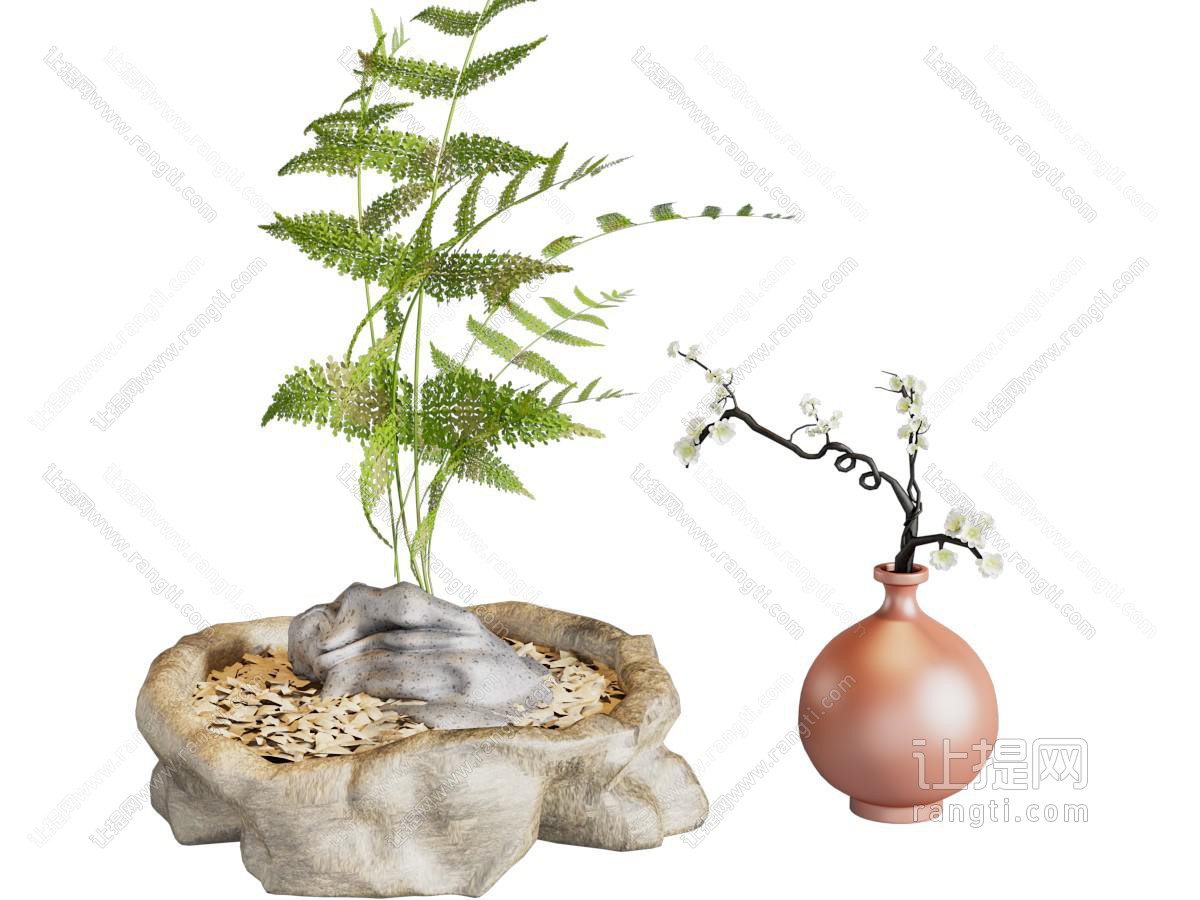 新中式盆景盆栽植物 摆件组合