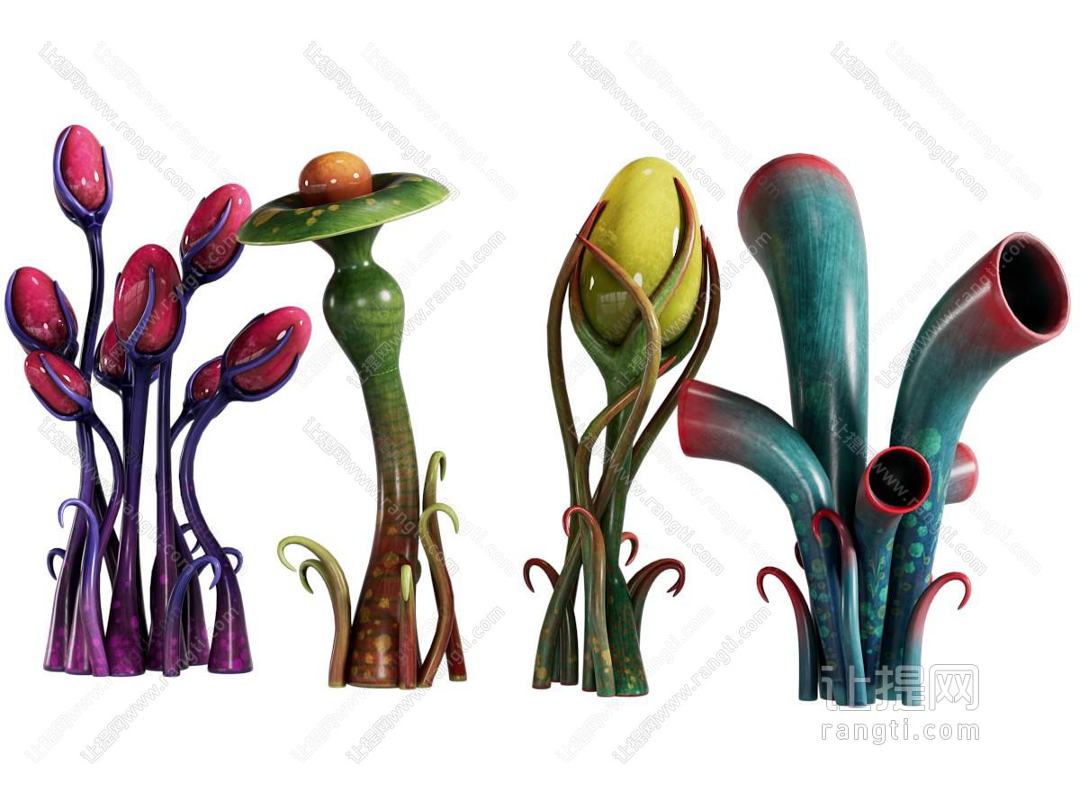 现代奇幻科幻外星植物 摆件组合