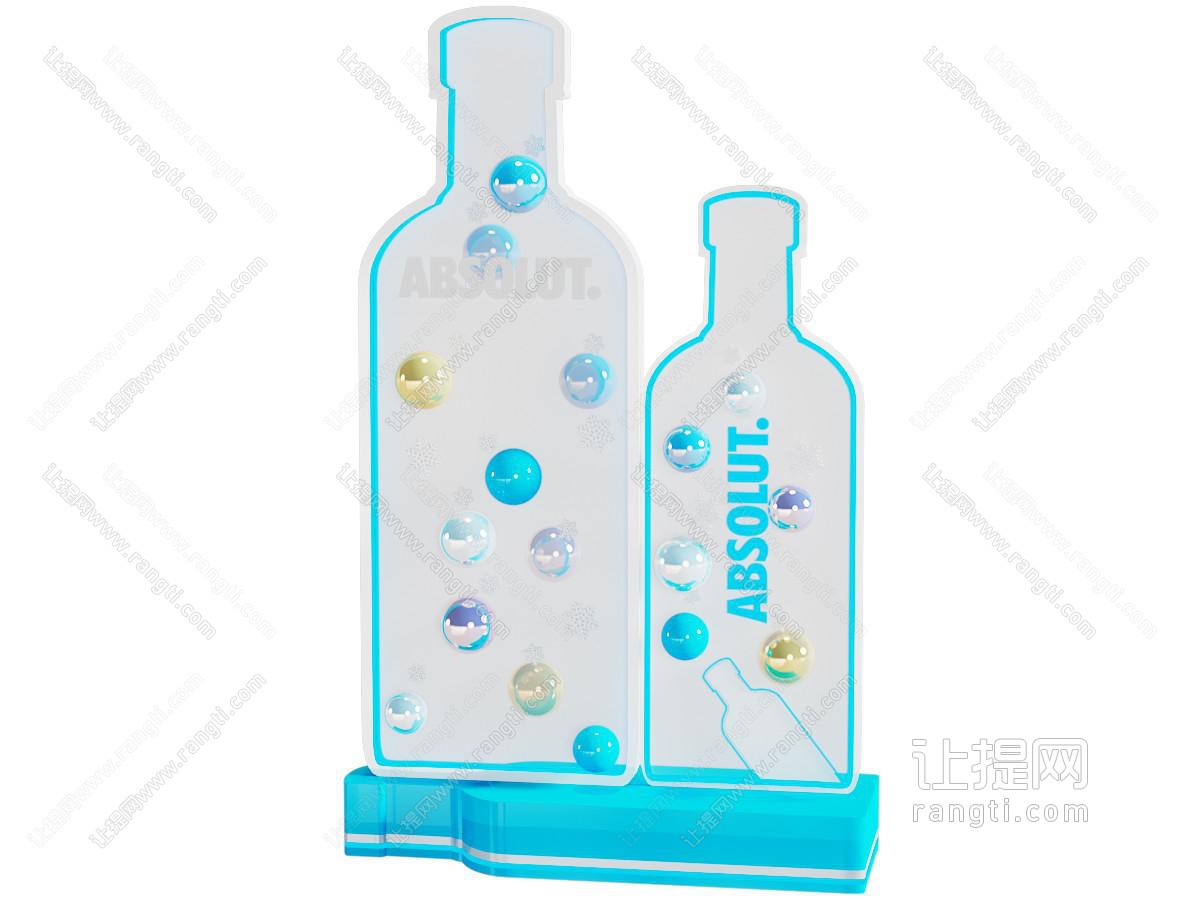 现代伏特加酒瓶造型发光美陈立牌
