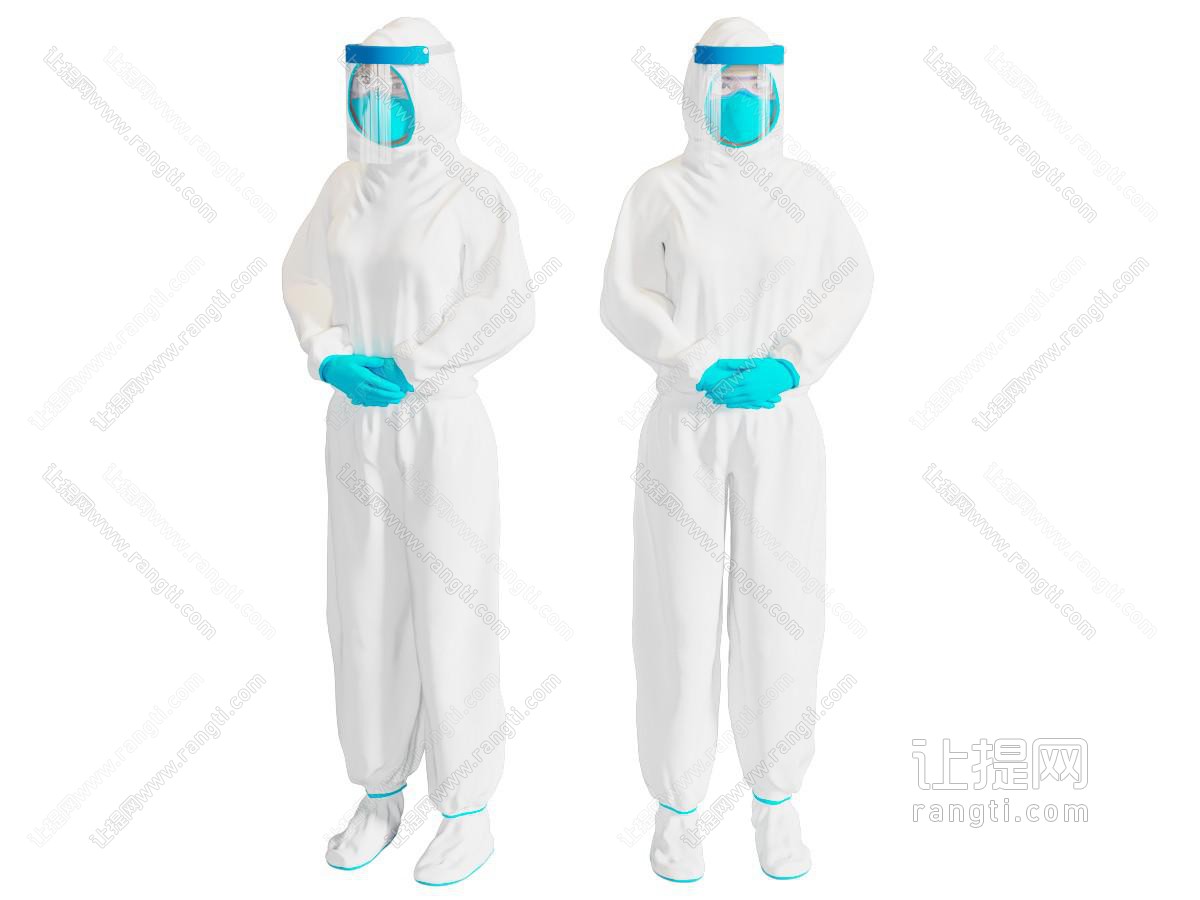 现代穿防护服的医务人员 人物 女人