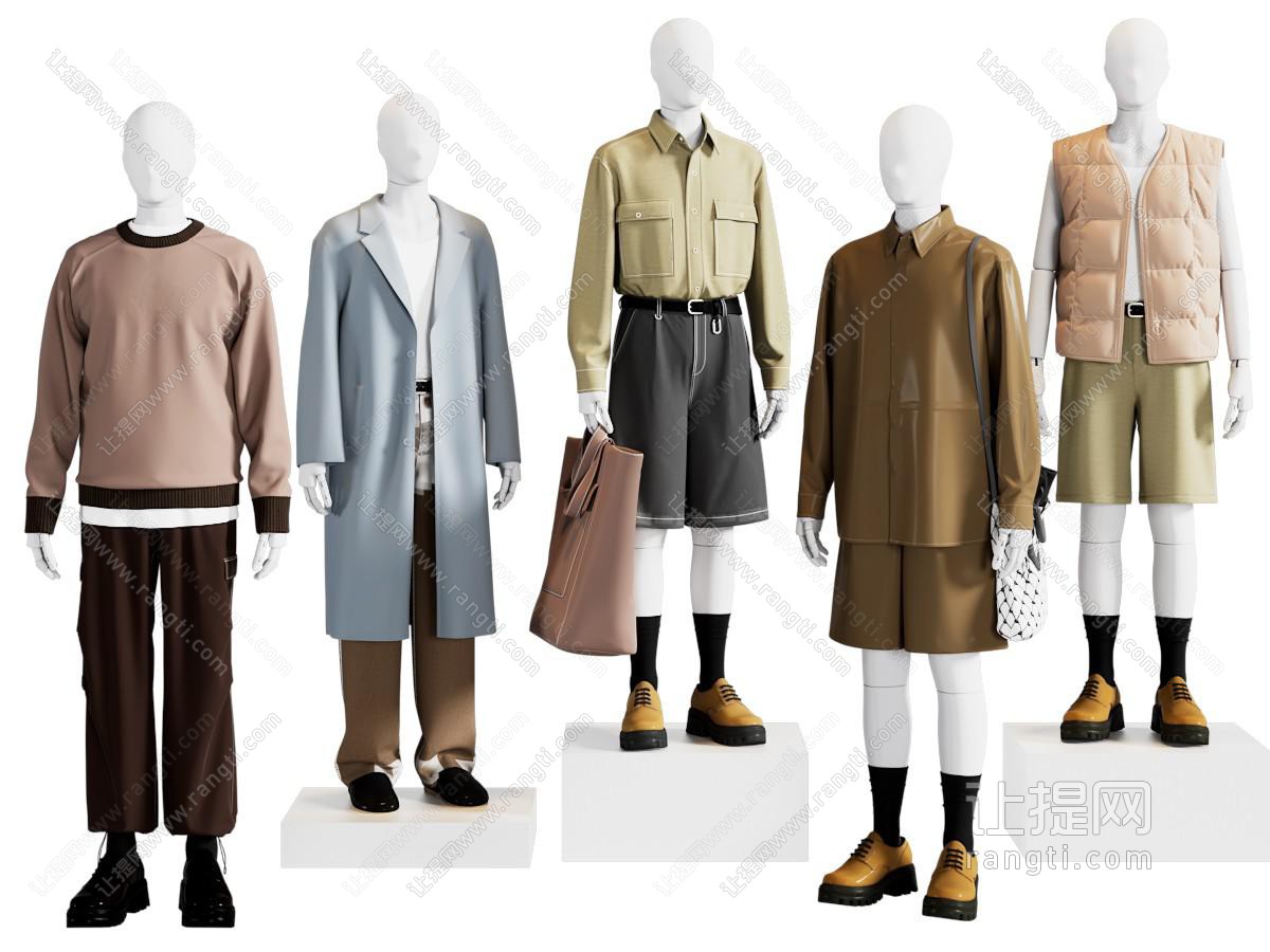 时装 展示 商场 橱窗 外套 服饰 服装店模特 男模特 手