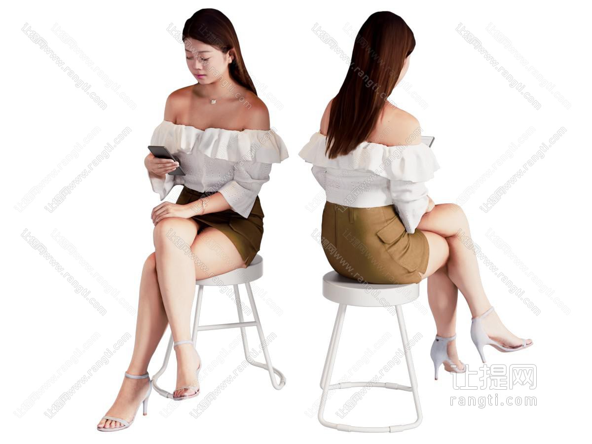现代坐着看手机的女人 人物