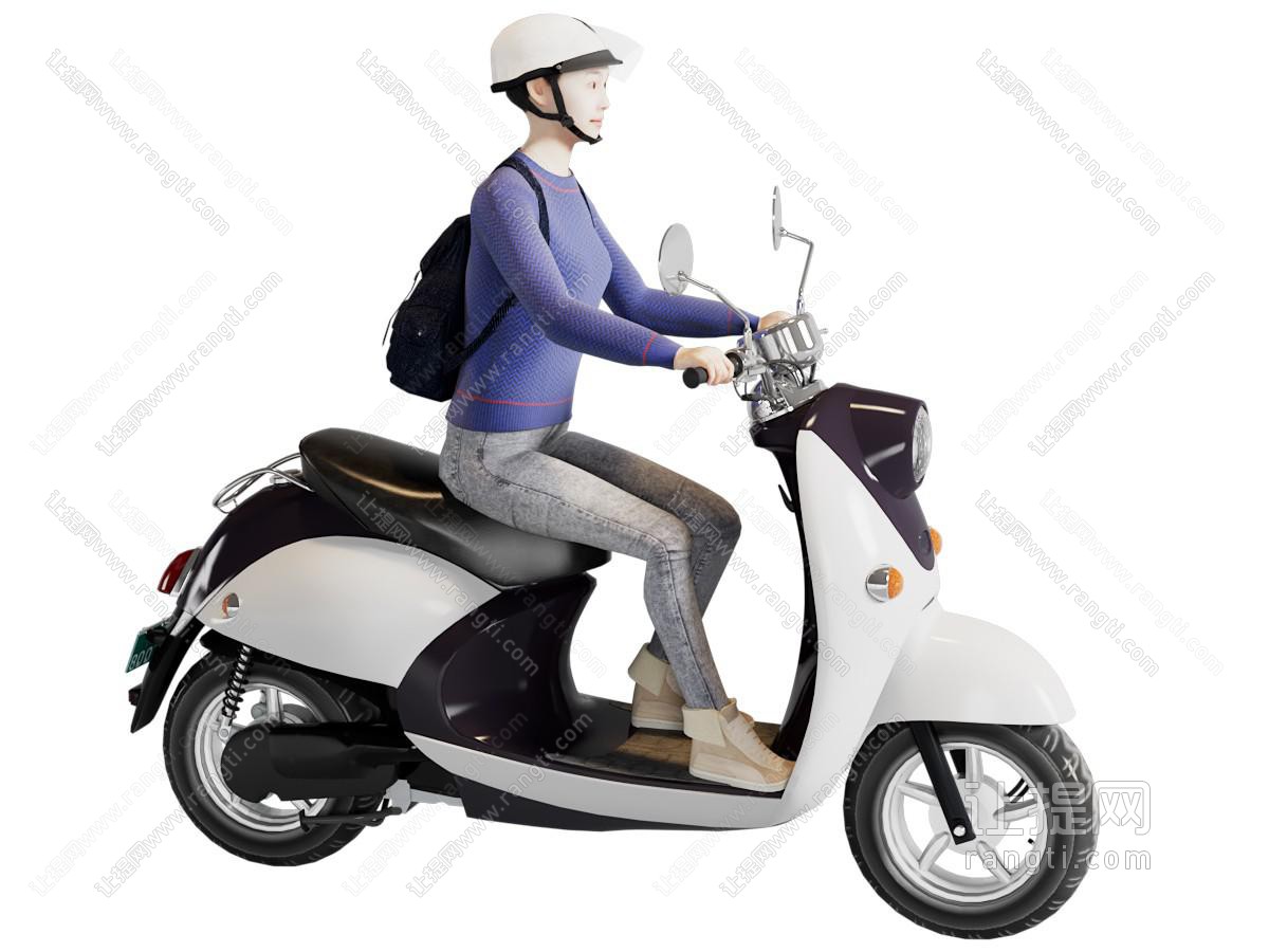 现代骑电动车的人 电瓶车