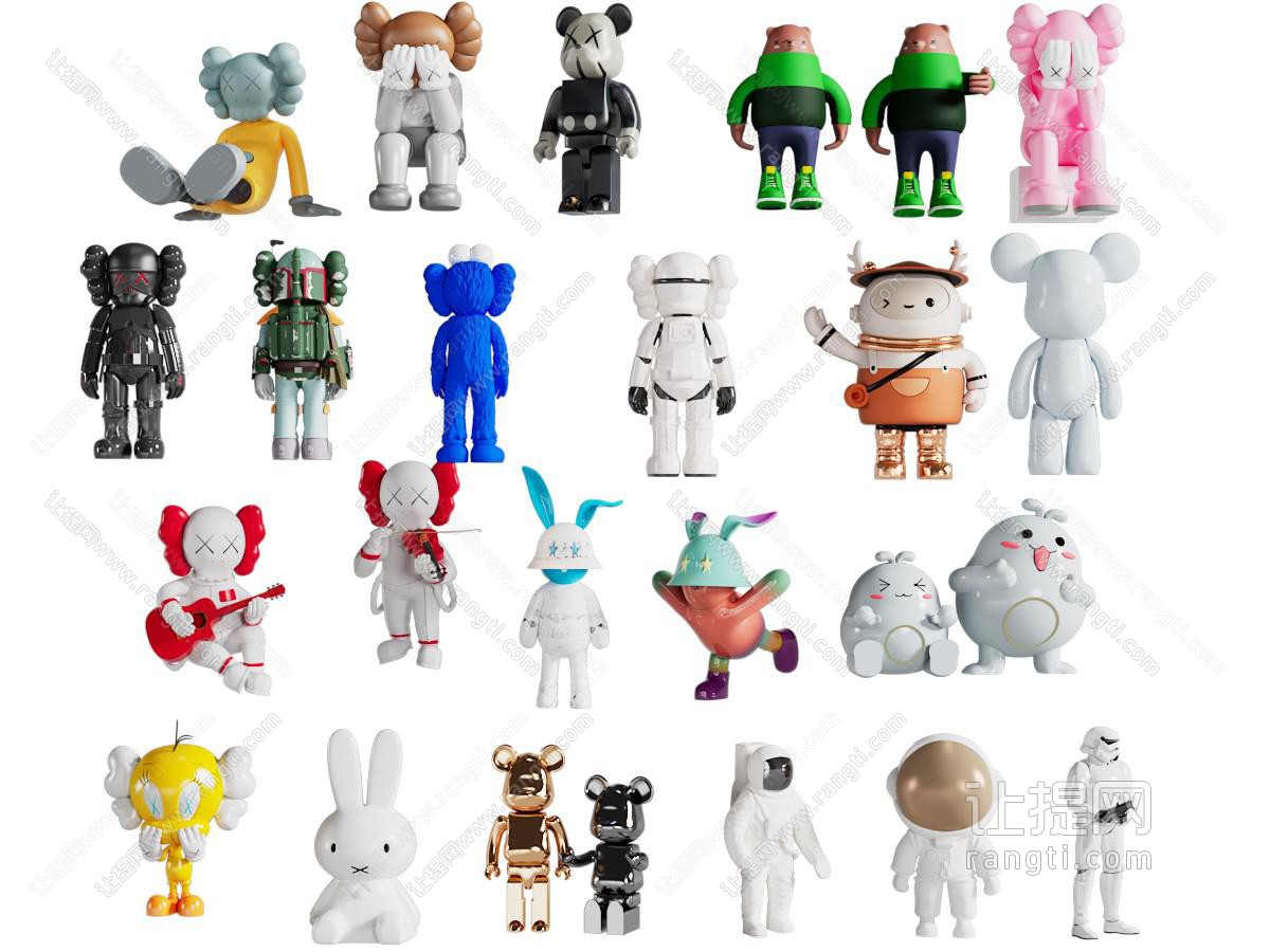 现代 KAWS、Bearbrick 积木熊、星球大战潮玩手办玩偶