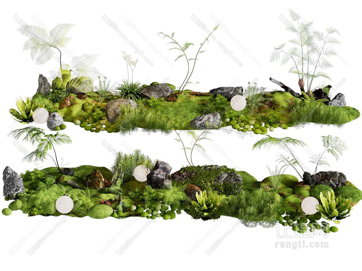 现代景观小品 微地形 庭院小品 室内景观 苔藓 植物堆