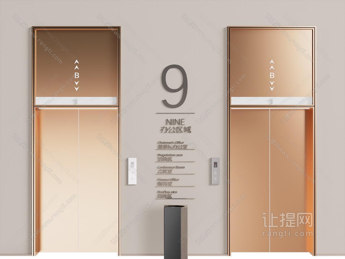 现代电梯 电梯间 电梯门