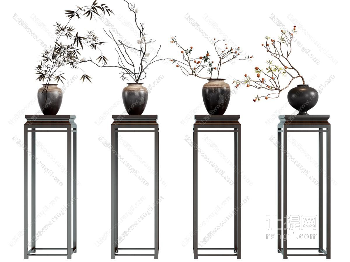中古花架 中古风花架 花瓶 花卉花艺 干枝盆景