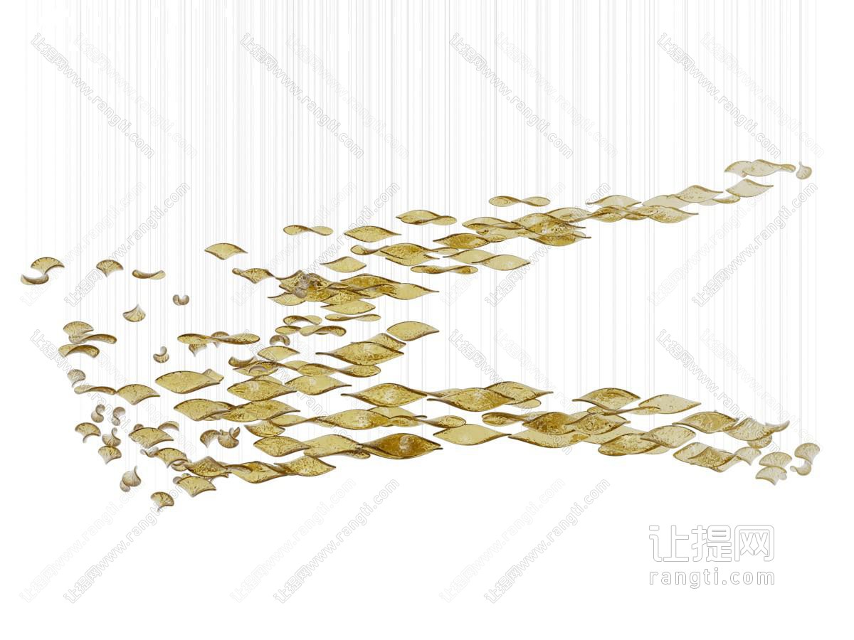 现代鎏金叶片波浪艺术挑空吊灯