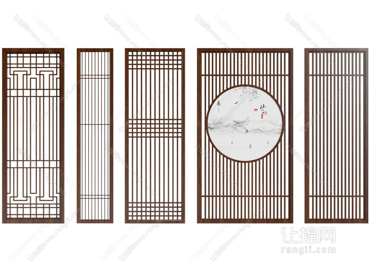 新中式屏风 屏风隔断 隔断屏风