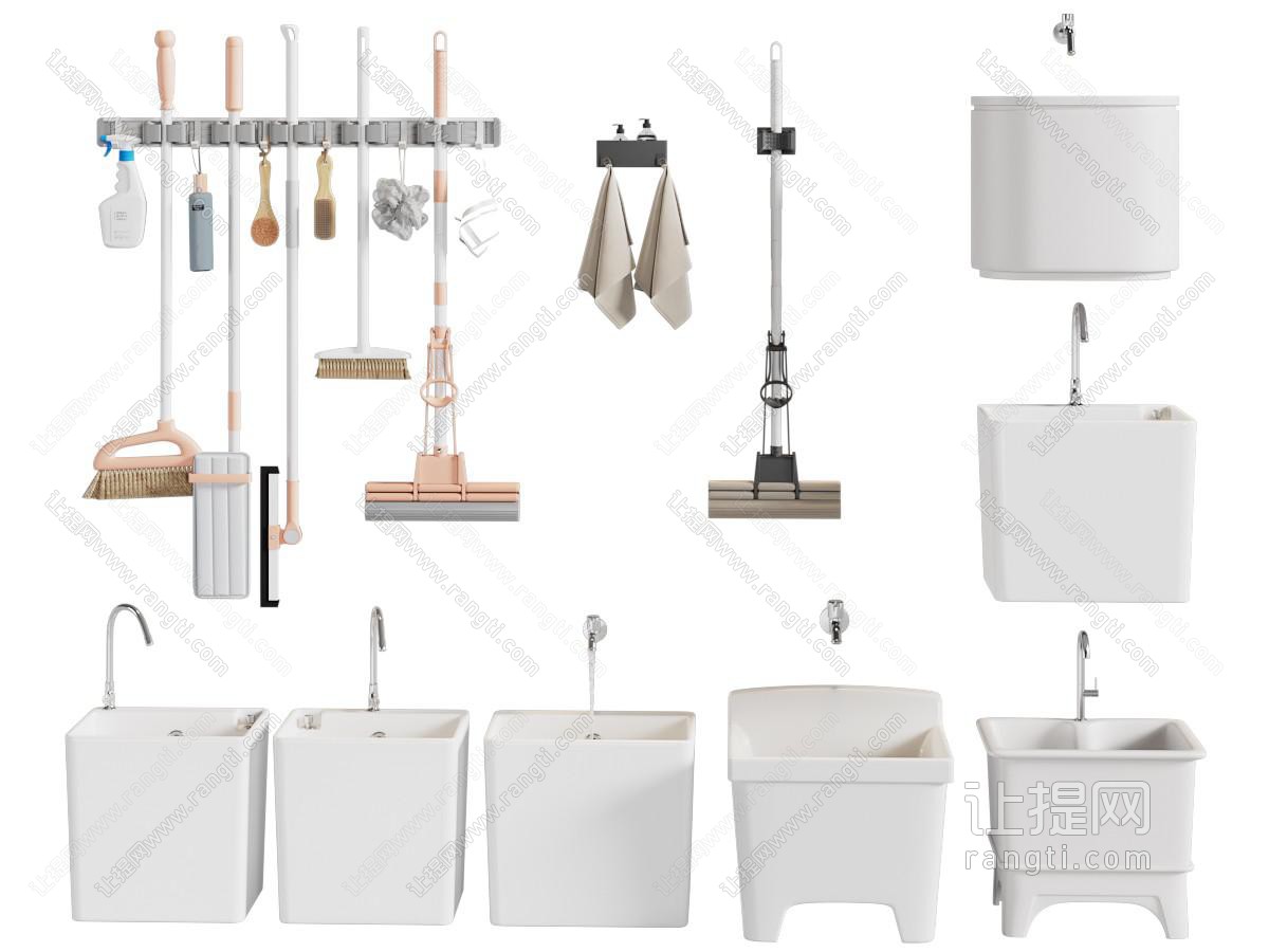 现代拖把池 毛巾架