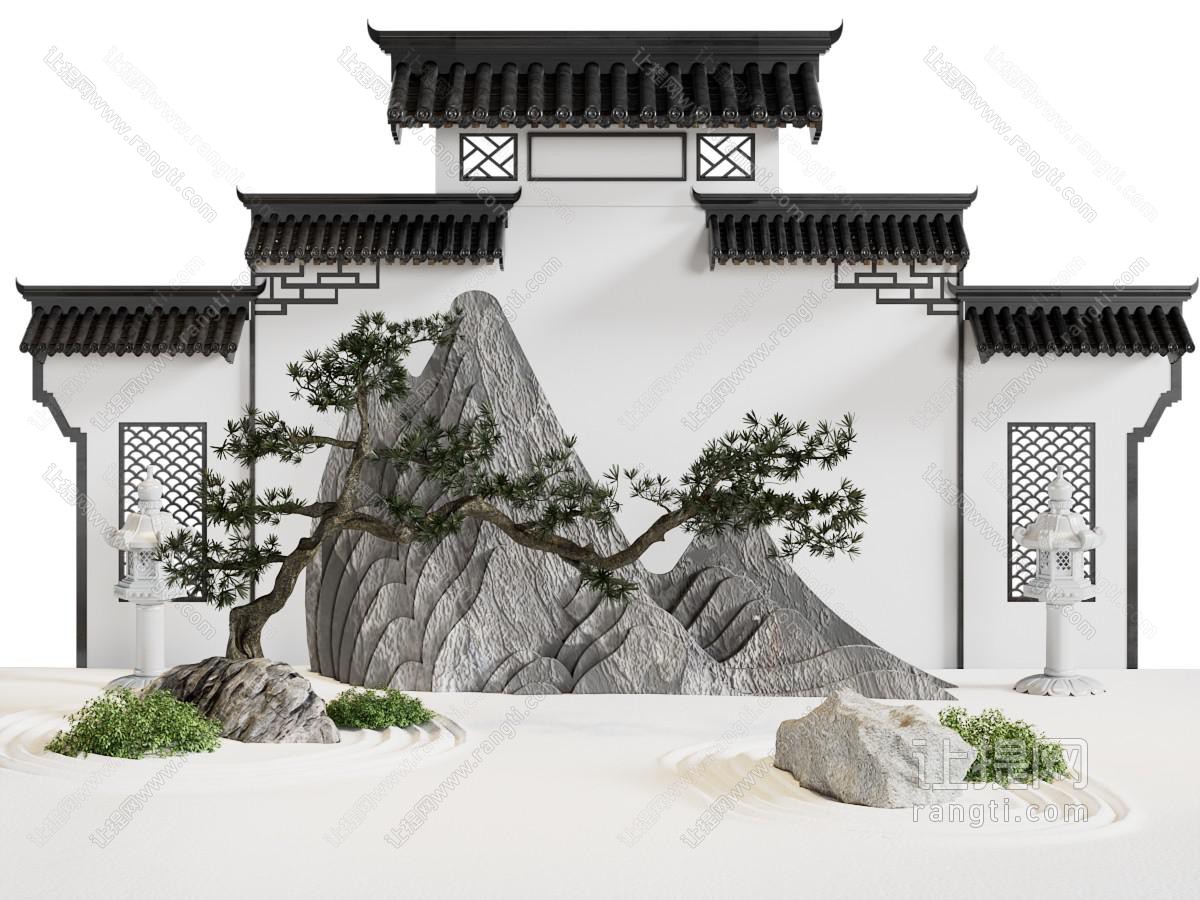 新中式徽派枯山水庭院景观园艺小品