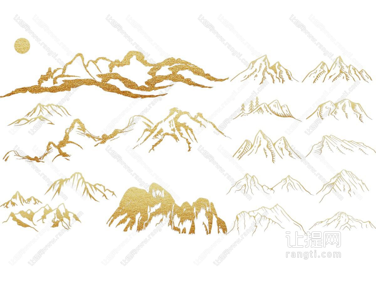 山脉元素 山水剪影 墙饰
