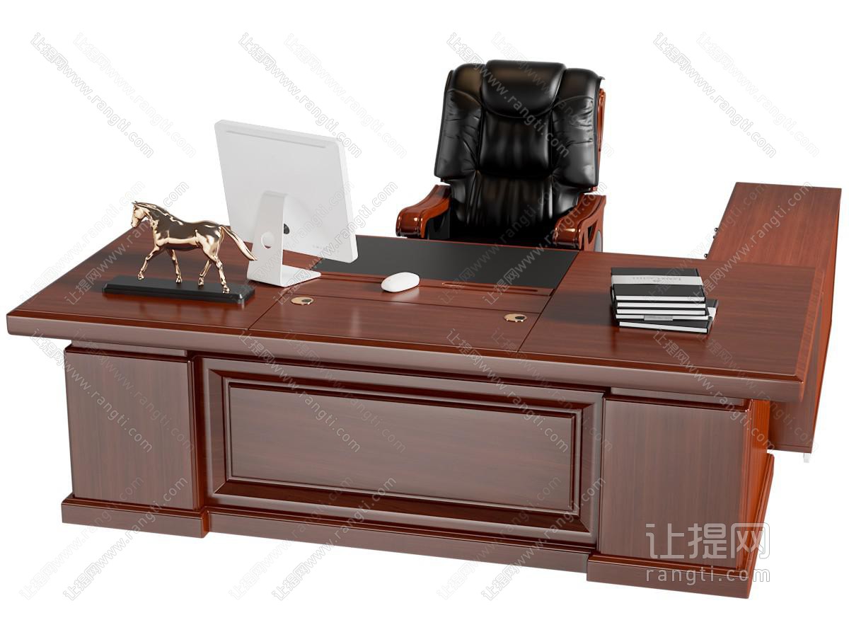 新中式办公桌椅组合
