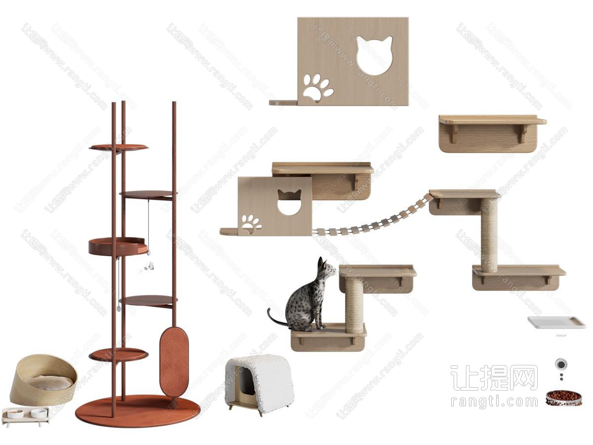 宠物用品 现代猫爬架 宠物喂食机