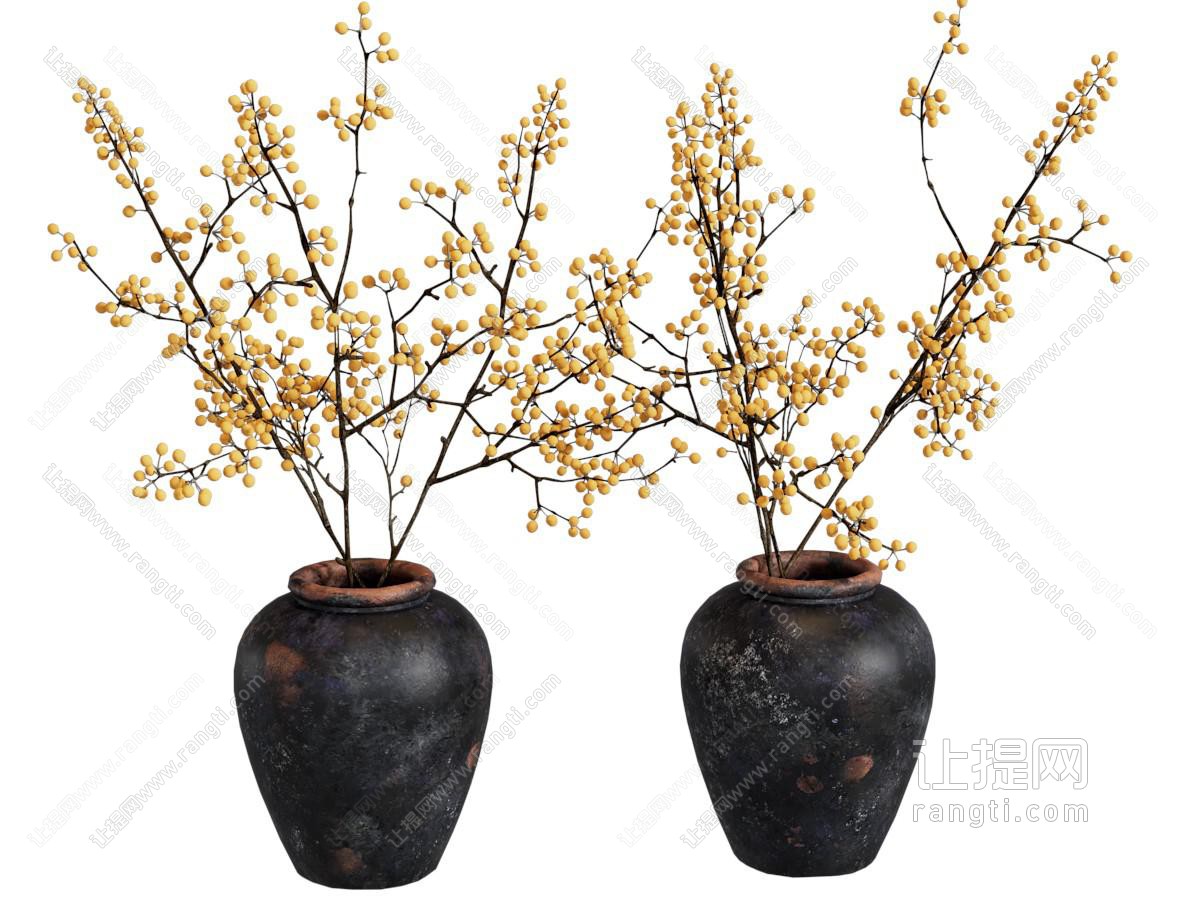 侘寂风干枝摆件
