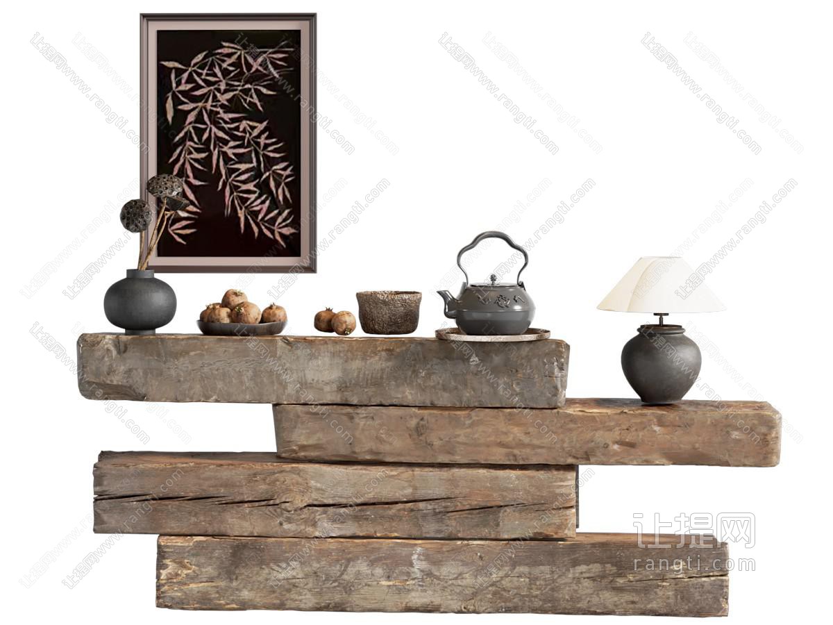 侘寂中古端景玄关端景台