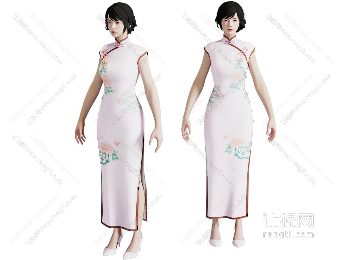 现代穿旗袍的女人 人物