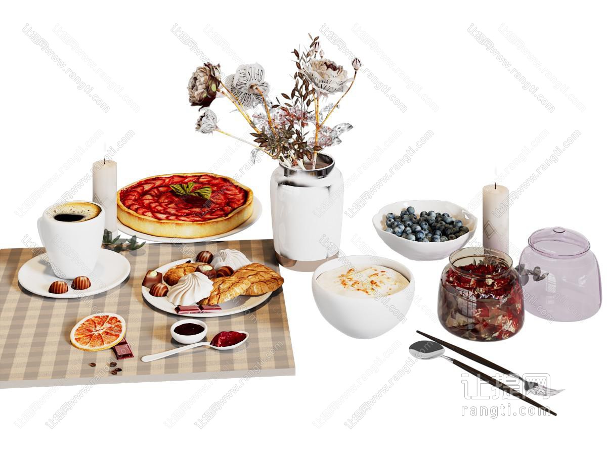 现代咖啡 甜点 水果食物