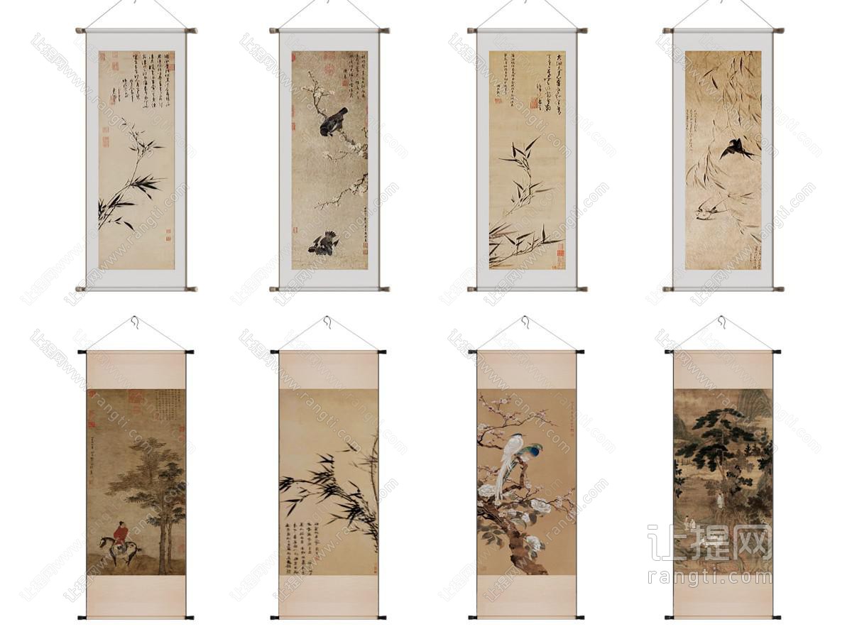 新中式挂画组合卷轴字画