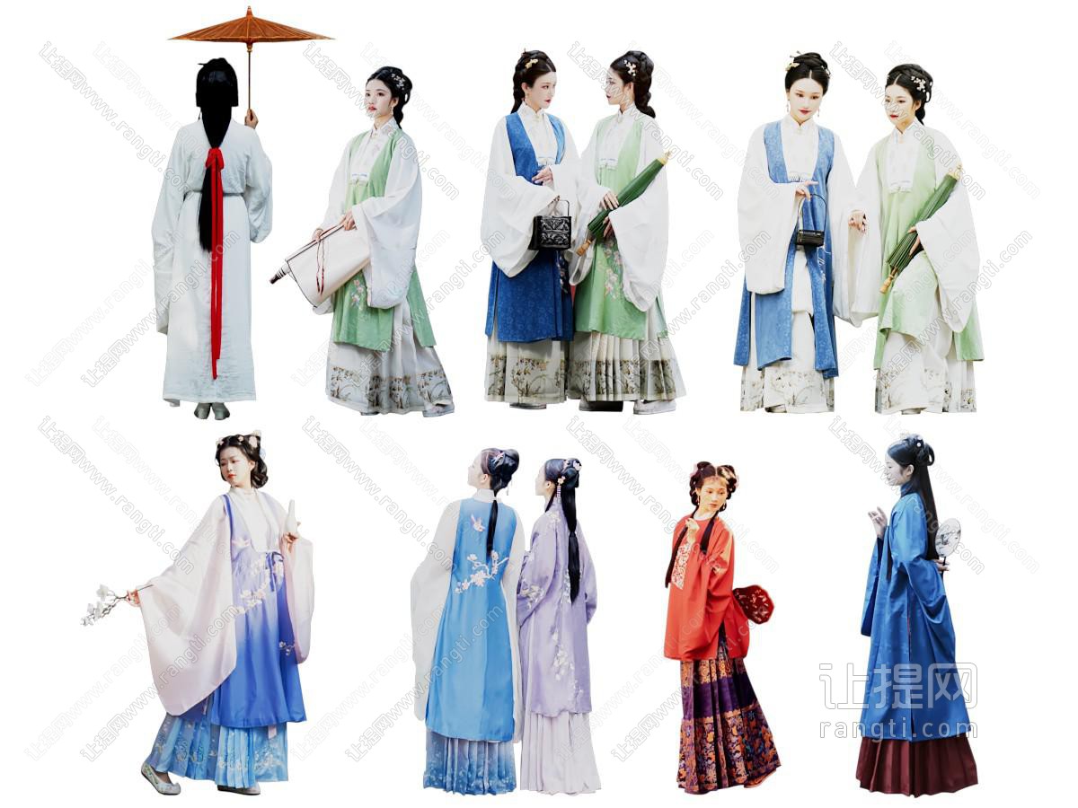 现代穿古装的女子 女人 人物