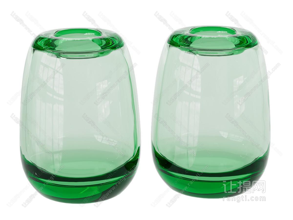绿色玻璃器皿 花瓶
