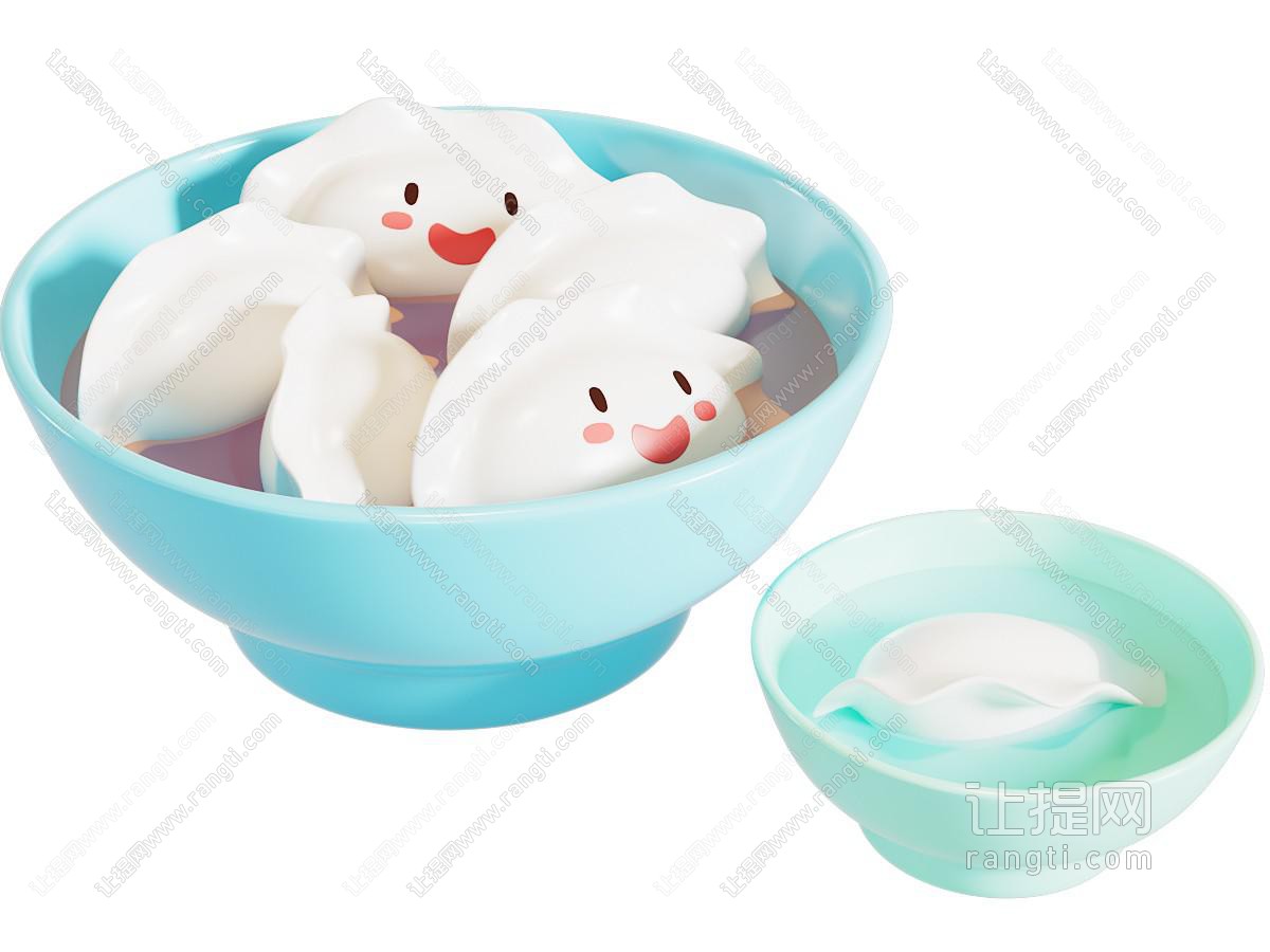 现代卡通饺子 食物摆件组合