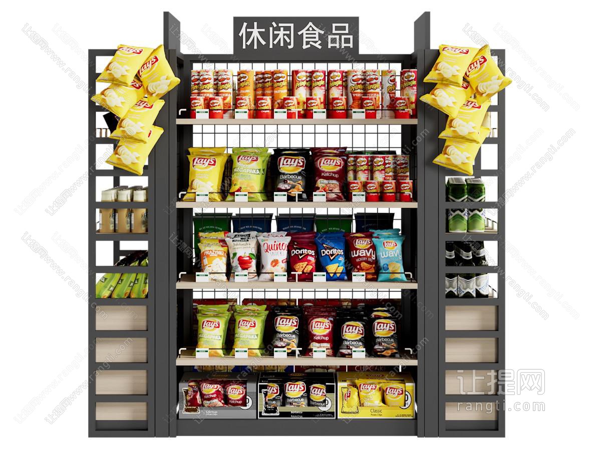 现代休闲食品货架 展柜