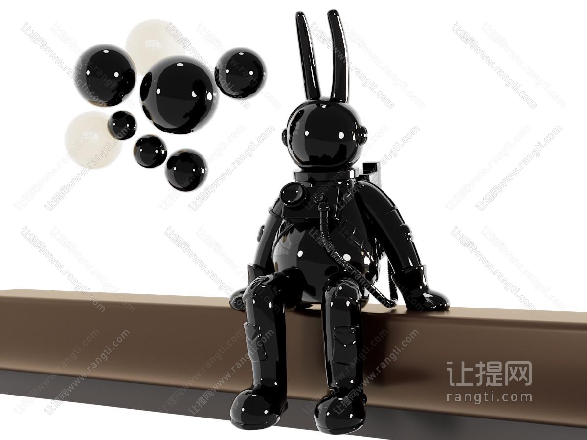 现代太空兔潮流雕塑