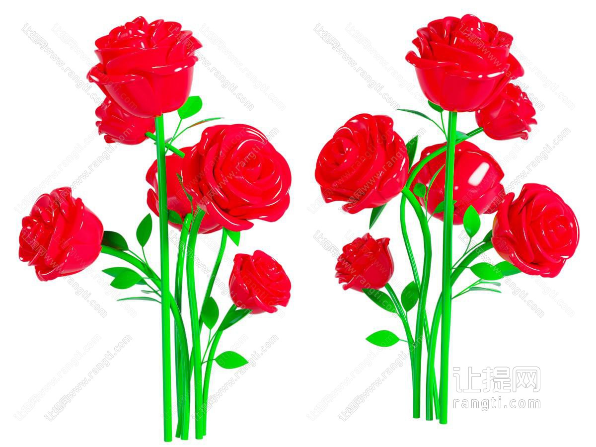 现代卡通玫瑰花美陈 雕塑小品
