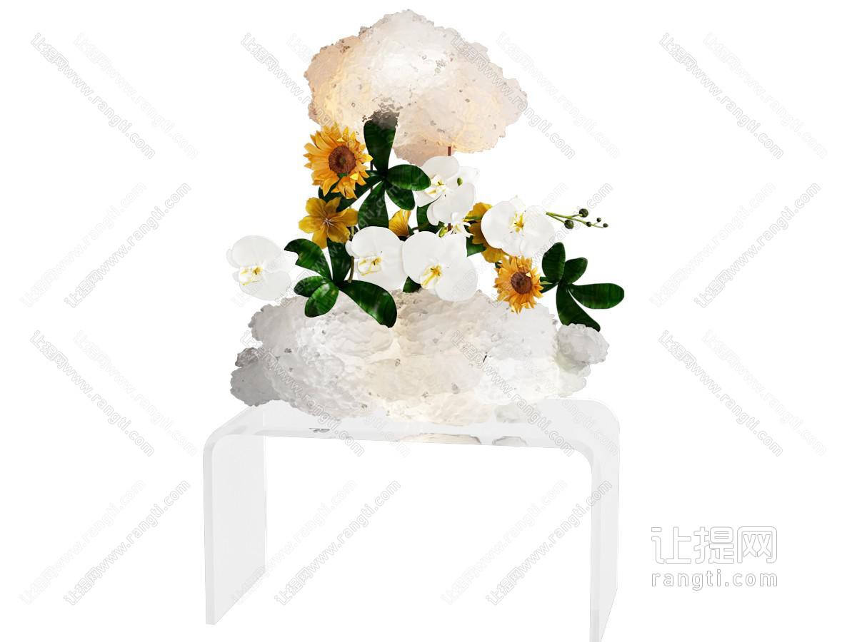 现代云朵花艺发光艺术装置 美陈