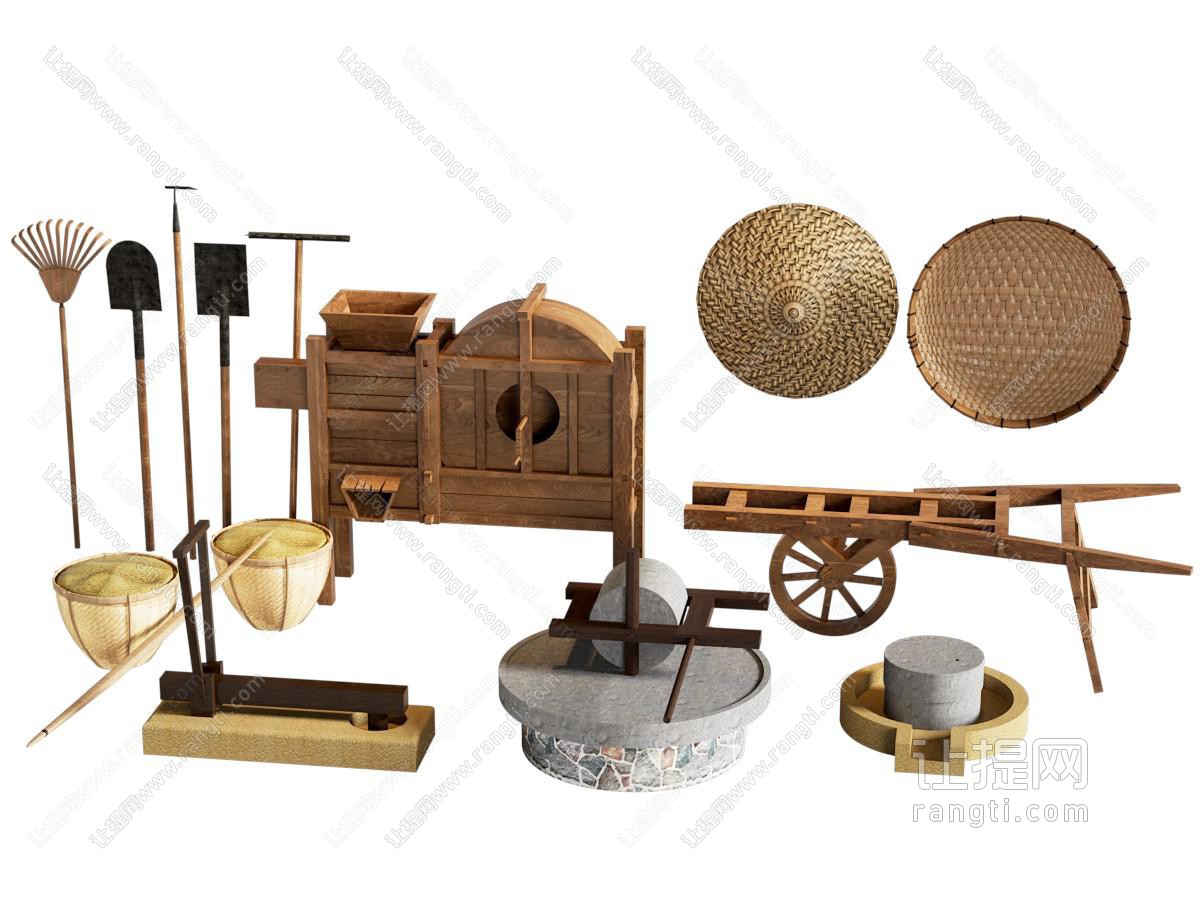 现代复古老式家具 农具展示展览