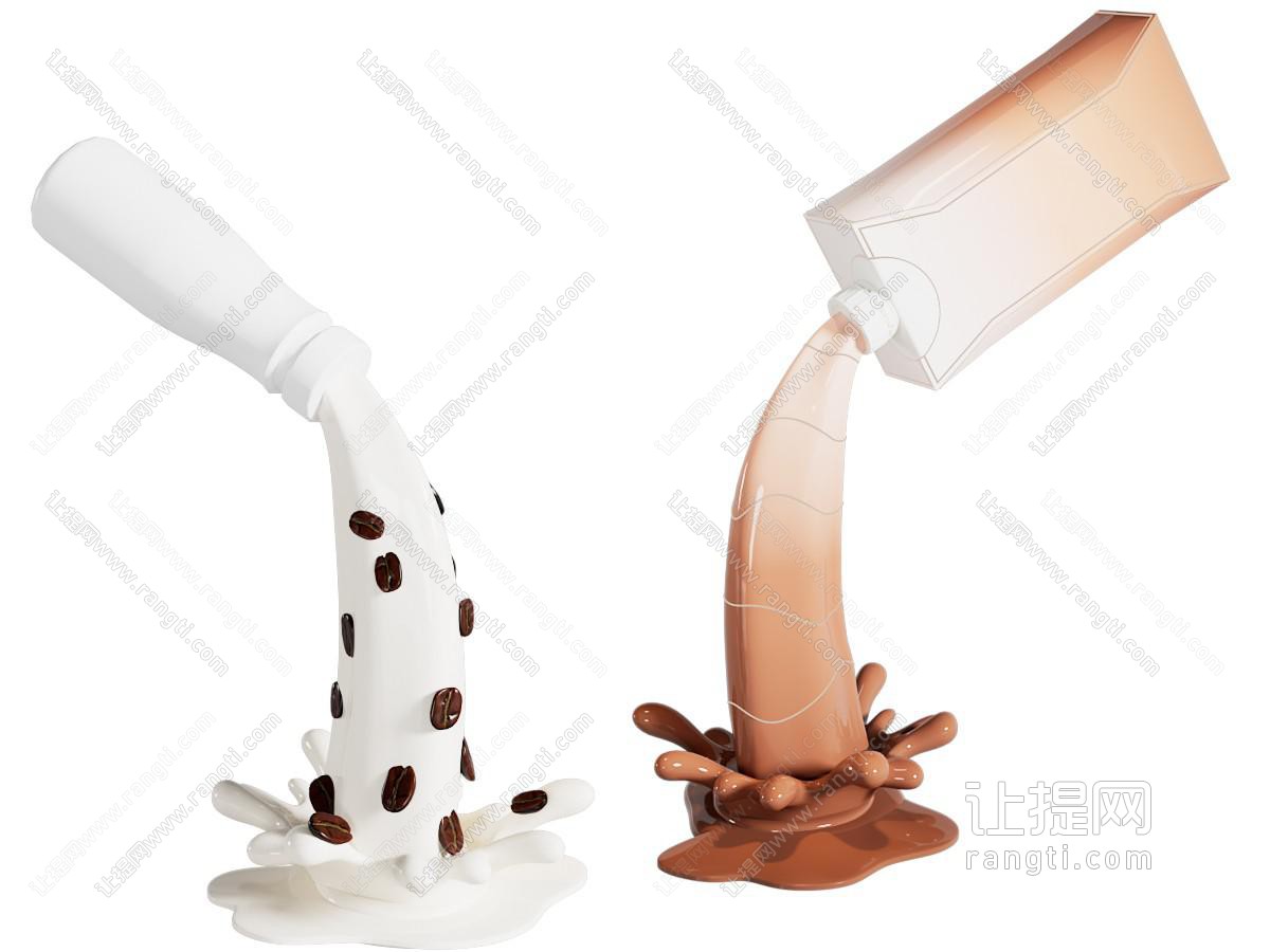 现代食品饮品悬浮倾倒流体主题美陈 摆件组合