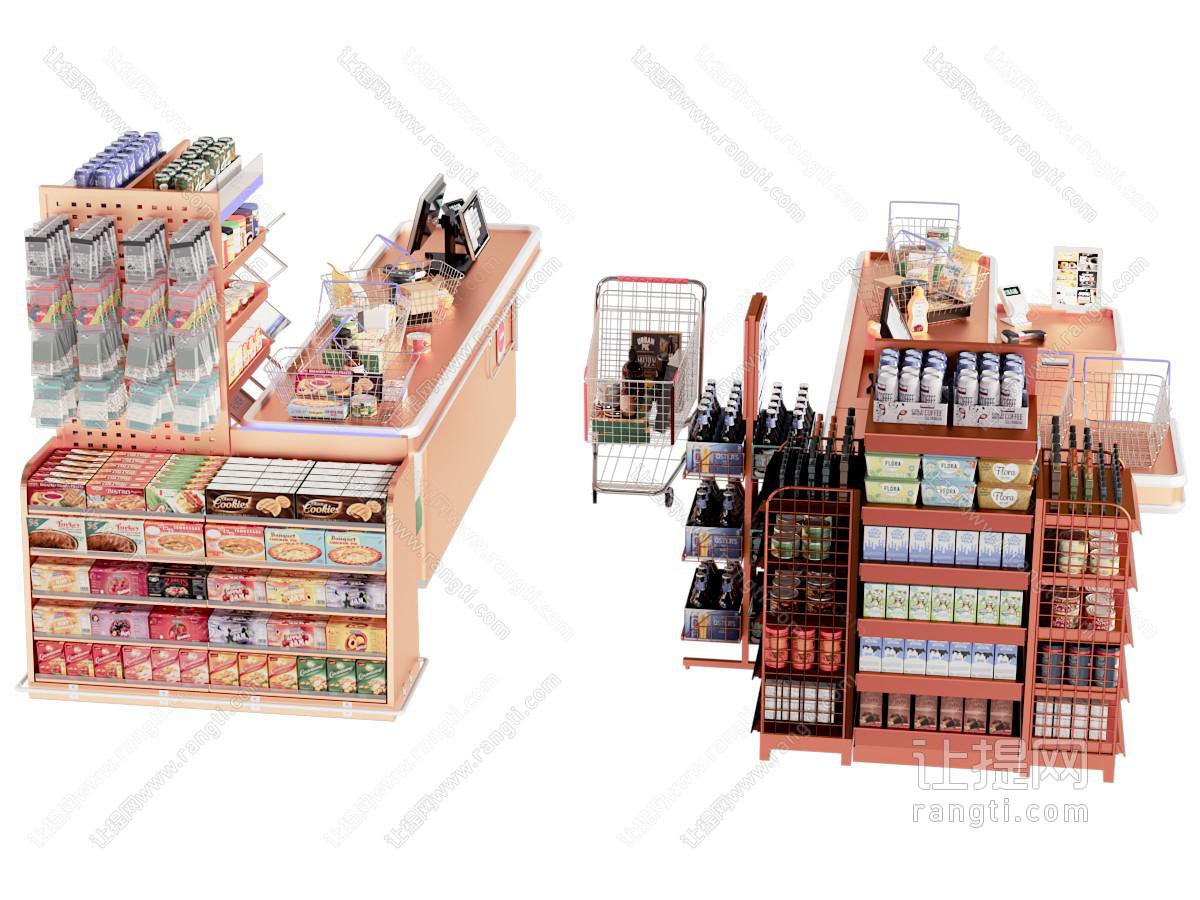 现代便利店超市收银台 展架