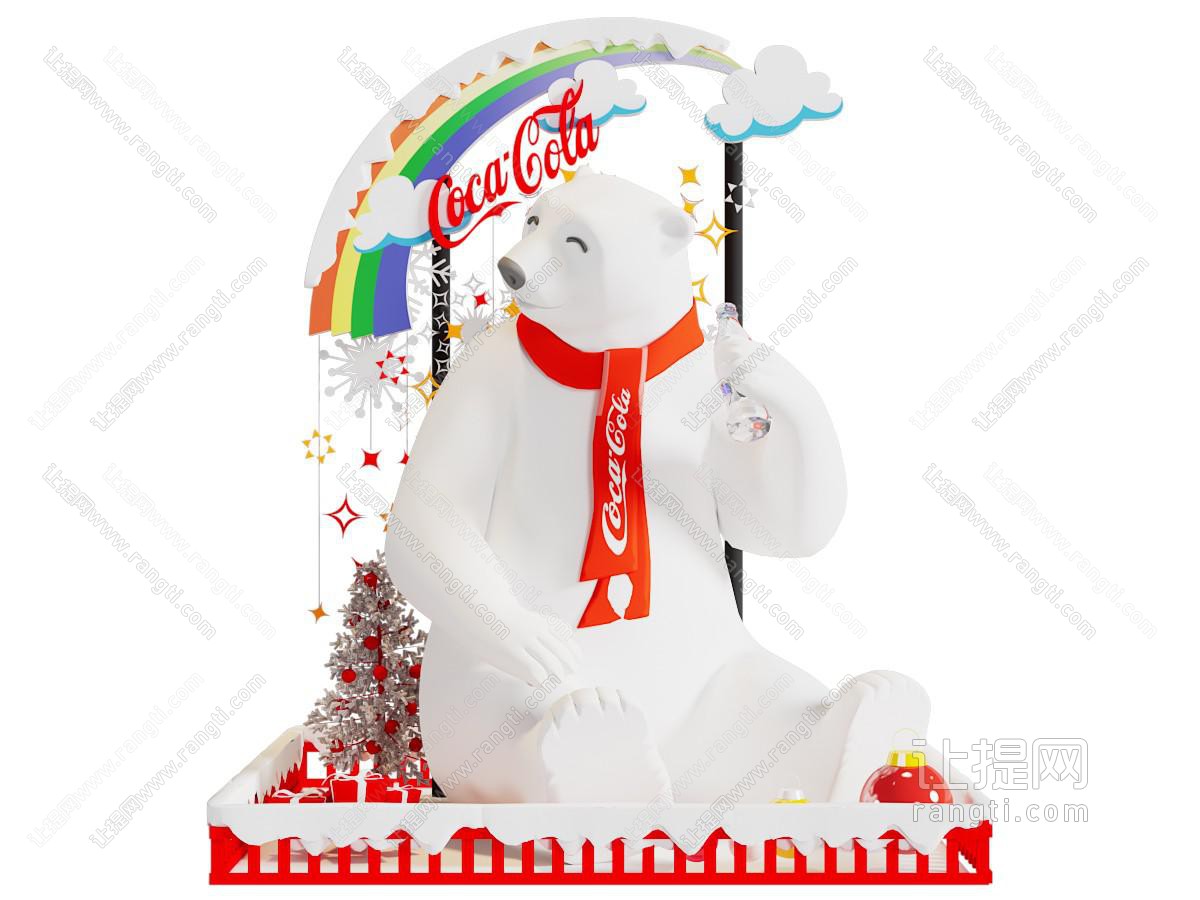 现代可口可乐圣诞主题北极熊美陈 户外装置