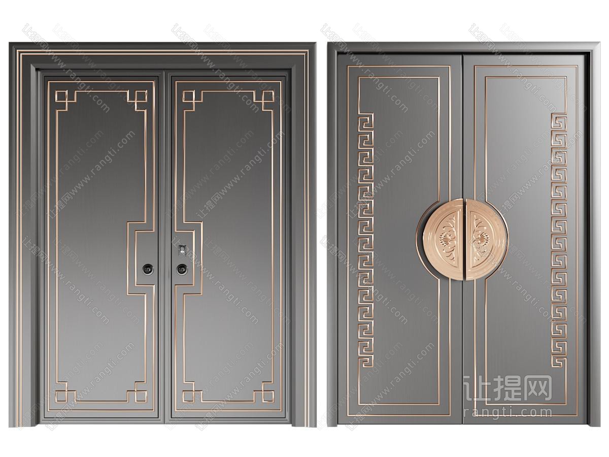 现代中式双开门