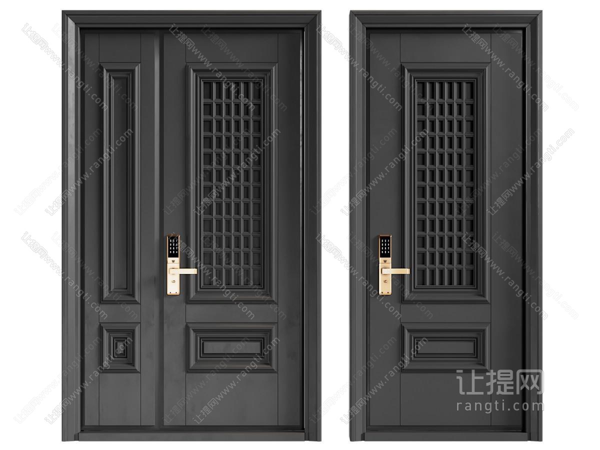 现代密码锁入户门 防盗门 子母大门