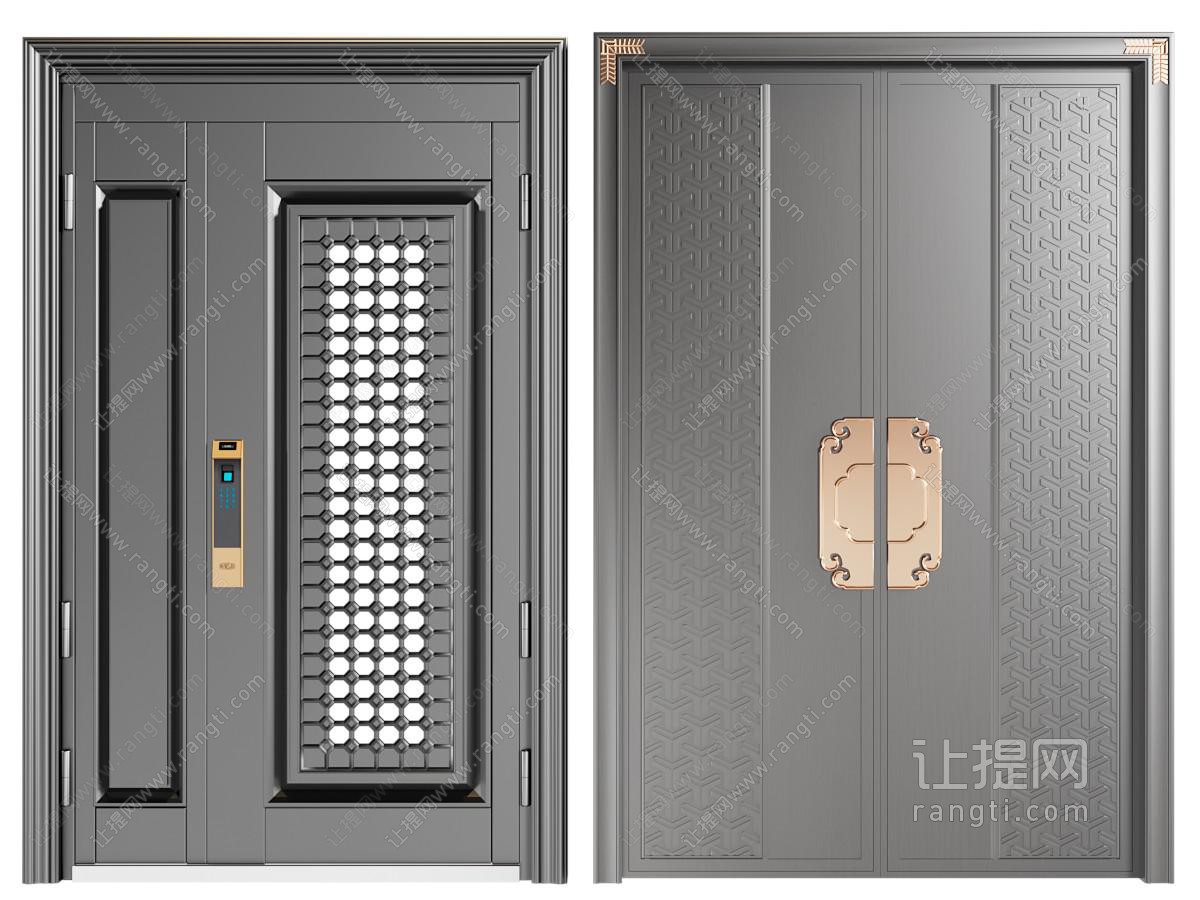 现代中式双开门