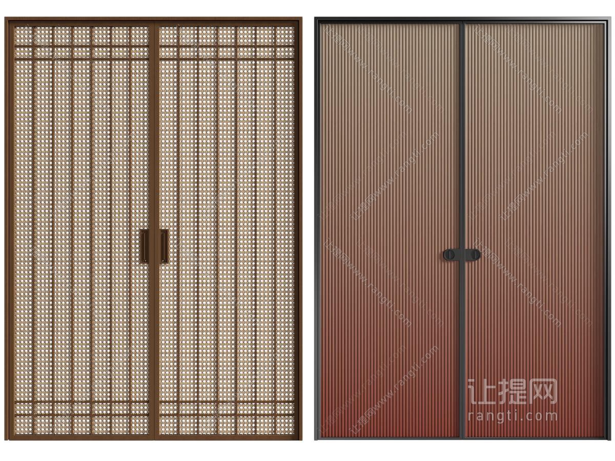 中古风推拉门 厨房门 格栅移门